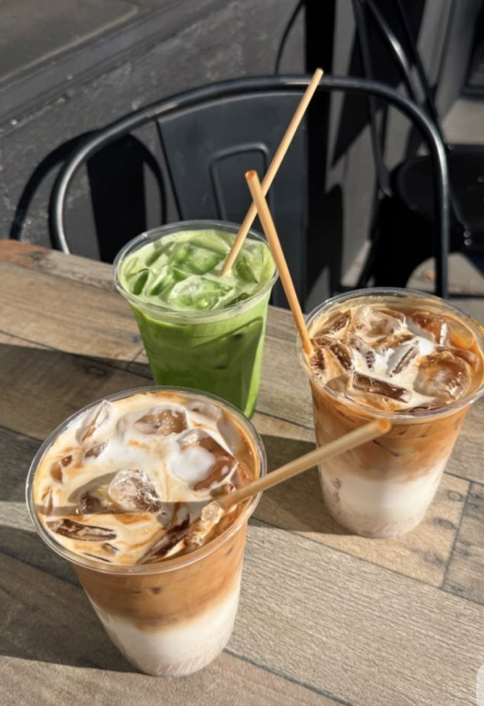 aesthetic glass cup with iced coffee